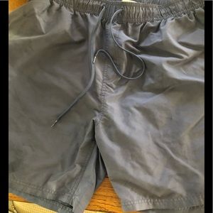 Navy Blue, Elastic Waisted W/ Draw String, Lined, Swim Trunks, XXL
